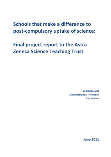 Report on the compulsory uptake of science