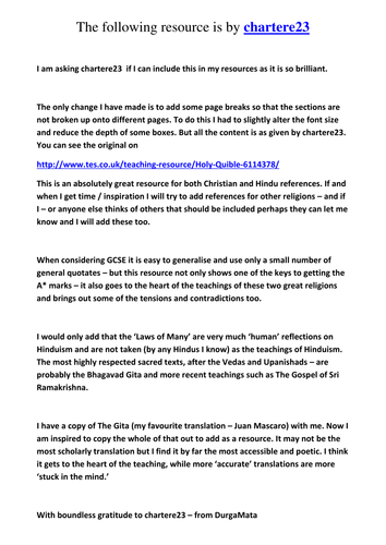 chartere23  - Holy Quible Important texts for GCSE