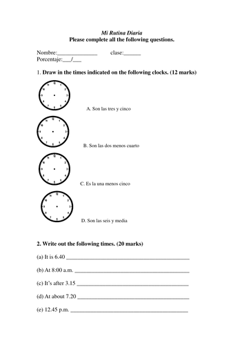 Mi Rutina Diaria / My Daily Routine | Teaching Resources