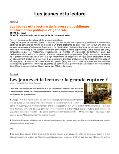 Les jeunes et la lecture