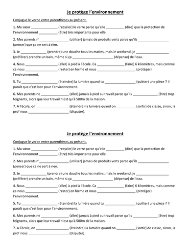 Je protege l'environnement