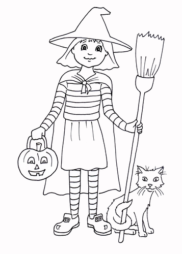 Halloween - Little Witch Colouring Page | Teaching Resources