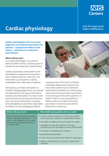 NHS Careers: Cardiac Physiology
