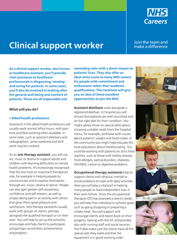 NHS Careers: Clinical support worker