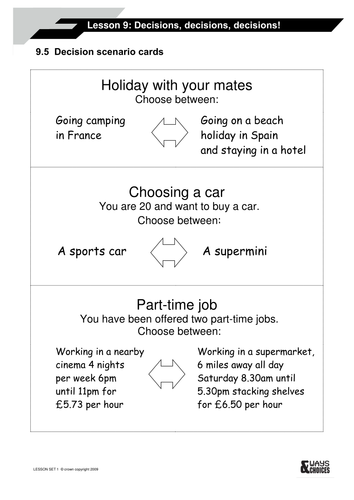 9.5  Decision scenario cards