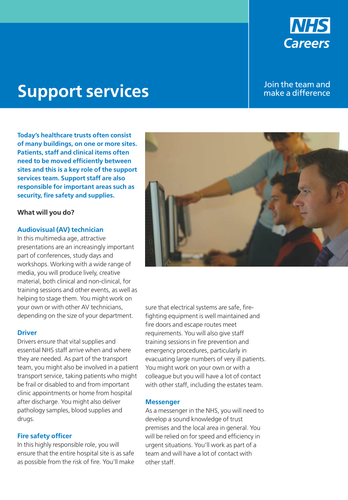 NHS Careers: Support Services