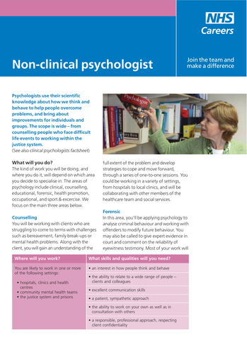 NHS Careers: Non-clinical psychologist
