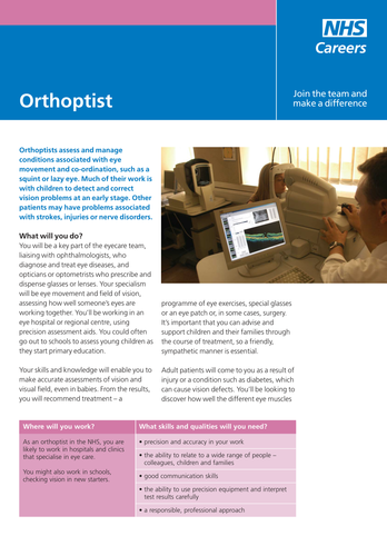 NHS Careers: Orthoptist