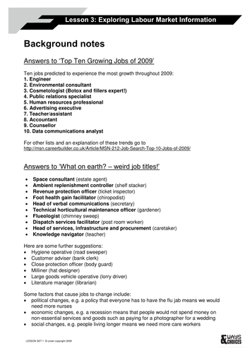 Lesson 3: Exploring Labour Market Information