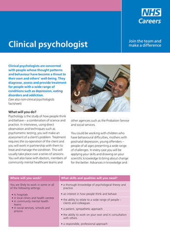 NHS Careers: Clinical Psychologist