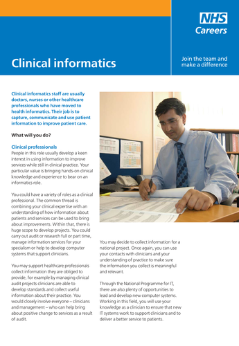 NHS Careers: Clinical Informatics