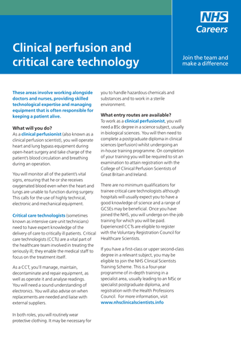 NHS Careers: Clinical Perfusion