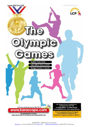 Olympic themed activity worksheets for Years 3 / 4