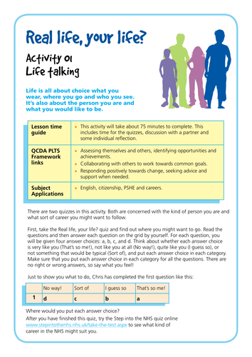 NHS Careers: Lesson Plan - Life Talking