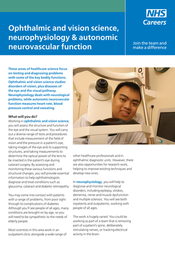 NHS Careers: Ophthalmic and Vision Science
