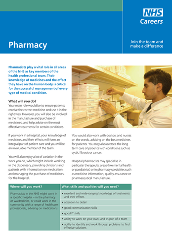 NHS Careers: Pharmacist