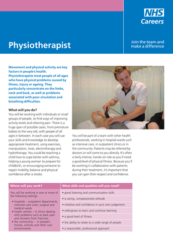 NHS Careers: Physiotherapist