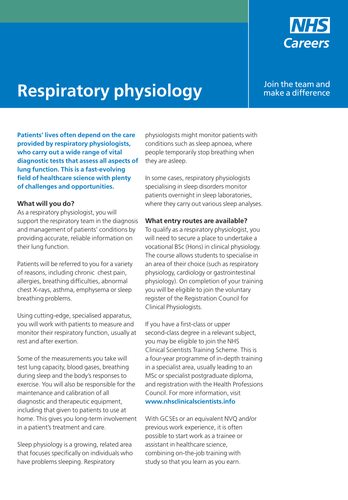 NHS Careers: Respiratory Physiology