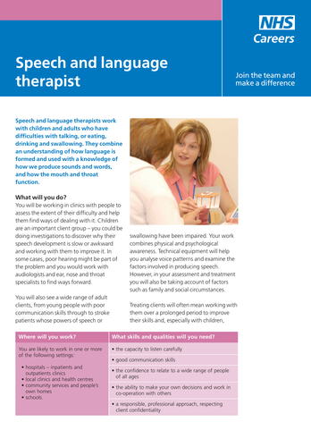 speech and language therapist jobs nhs