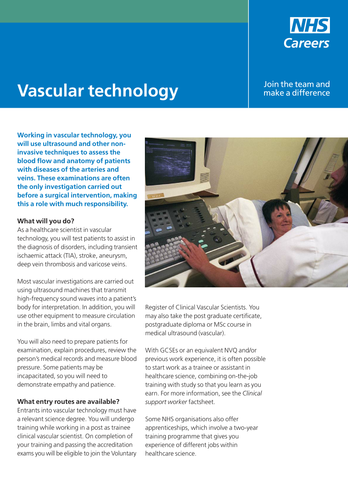 NHS Careers: Vascular Technology