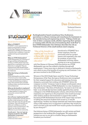 Studioworx employer case study: STEM