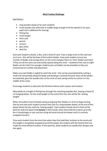 STEM Careers - Wind Turbine Challenge