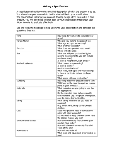 Technical design specifications image