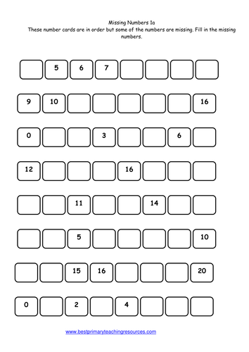 Year 1 maths worksheet Missing Numbers | Teaching Resources