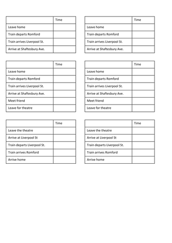 reading timetables teaching resources