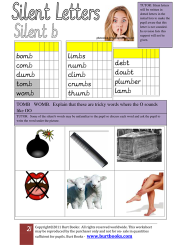 PHONICS WORKSHEETS  SILENT B