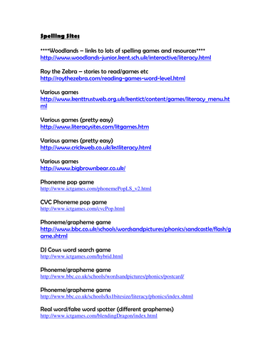Spelling/phonics games