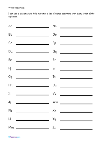 Abc Order Template Free Printable