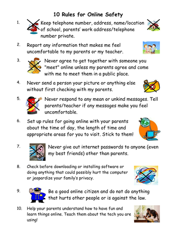10 rules for e-safety and SMART thinking