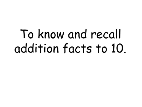 Number facts to 10-Mental starter.