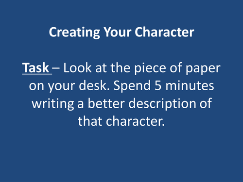 Descriptive writing character