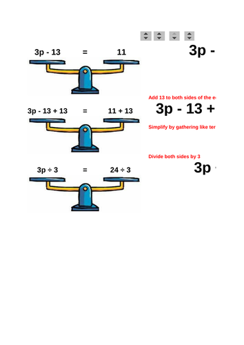 KS3 Maths Algebra Solving Equations Balance Scales