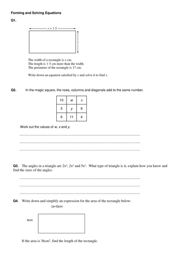 Forming and Solving Equations from Words