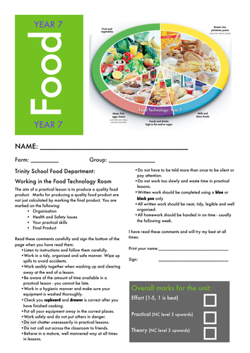 year 7 food booklet teaching resources