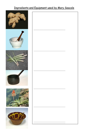 Ingredients and equipment used for healing.