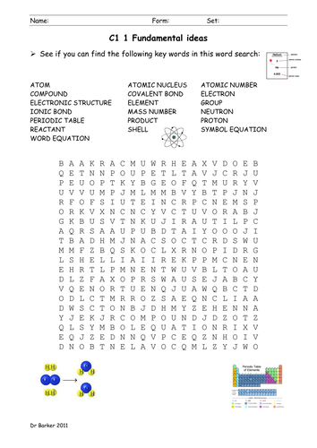 pdf table periodic the answers by Resources  new AQA spec Teaching cathb1975 C1 wordsearches