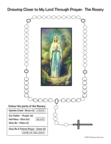 Worksheets Parts Of The Rosary Worksheets colour the rosary worksheet by gcasey03 teaching resources tes