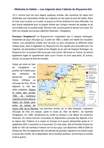 Article & tasks on asylum seekers in Calais