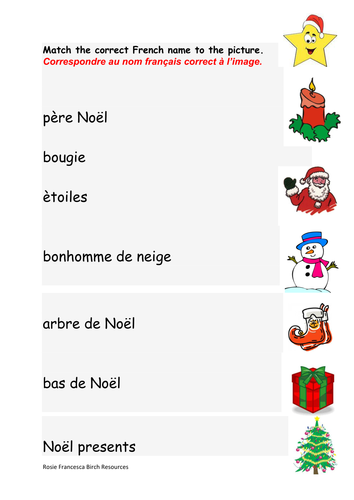 Ks2 French Orenglish Christmas Bingo And Worksheet Teaching Resources