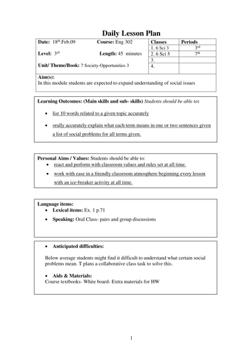 Lesson Plan Template | Teaching Resources