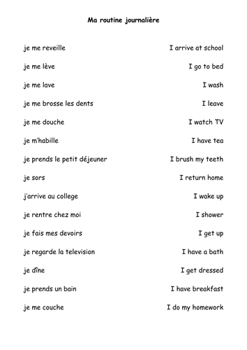 Le Matin - match up worksheet