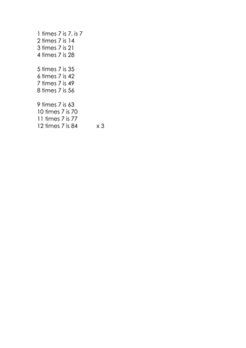 times table 7 song