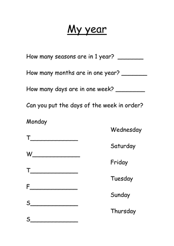 seasons months and days | Teaching Resources
