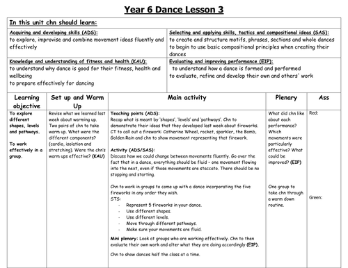 Dance lesson plans upper KS2 by fairykitty  Teaching 