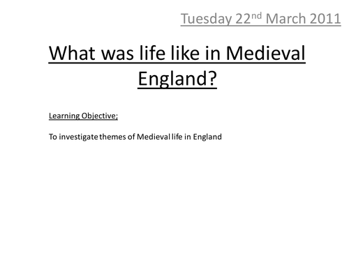 Medieval Life in England