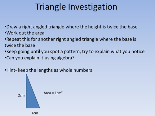 Area of triangles investigation